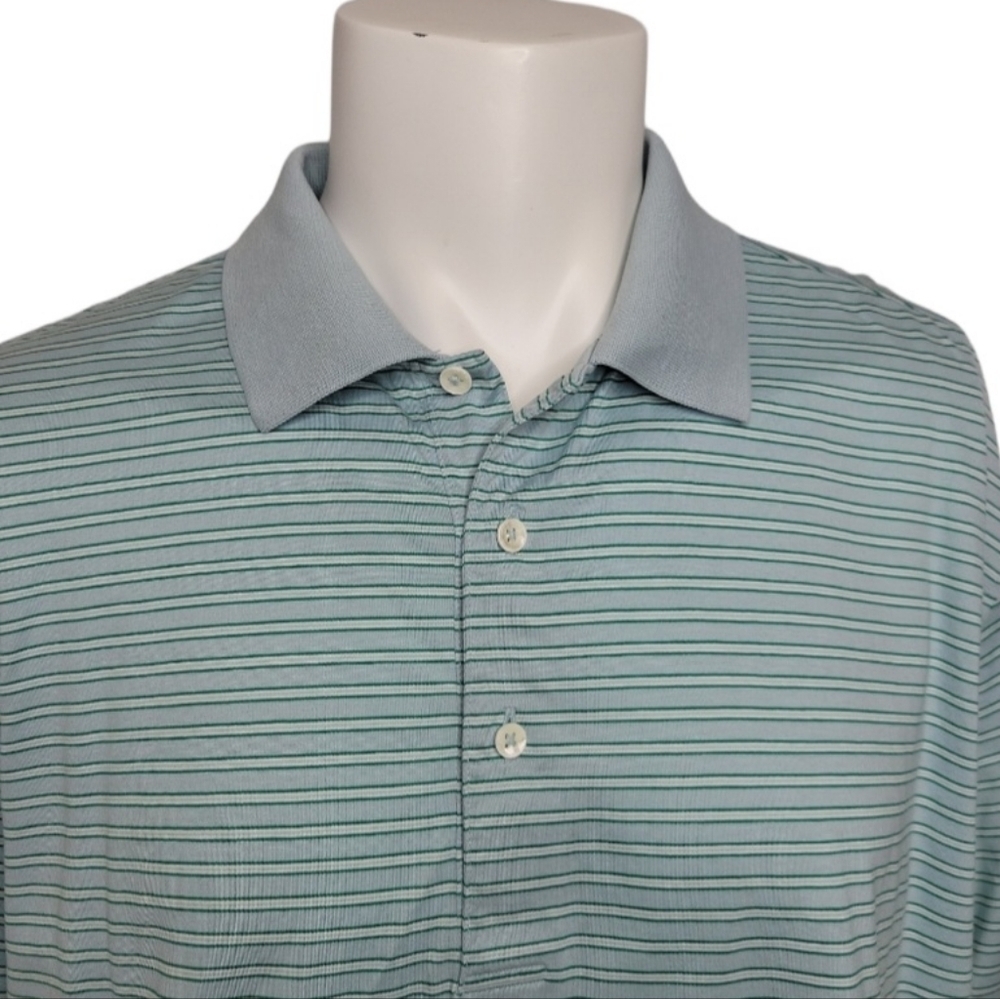 Fairway and Greene Men's Striped Green Performance Golf Polo Size Large